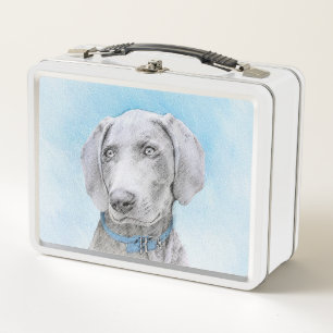Weimaraner Malerei - Niedliche Original Hunde Kuns Metall Brotdose