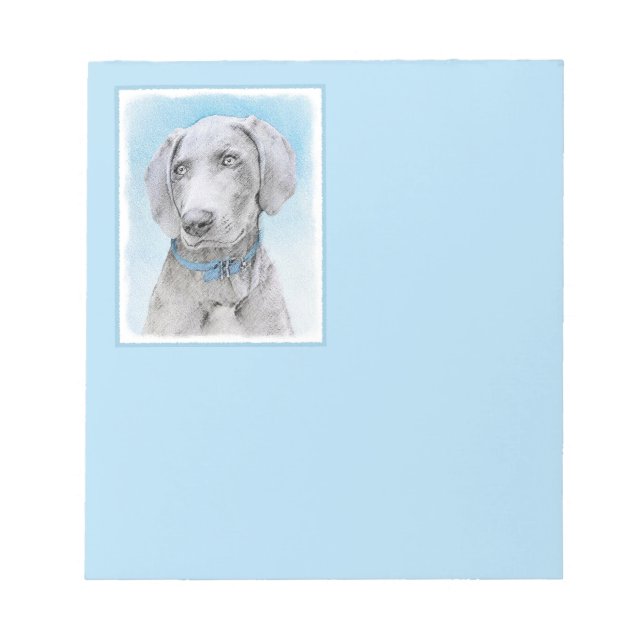 Weimaraner Malerei - Niedliche Original Hunde Kuns Notizblock (Vorderseite)
