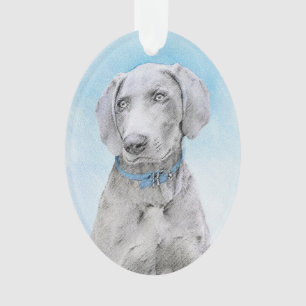 Weimaraner Malerei - Niedliche Original Hunde Kuns Ornament