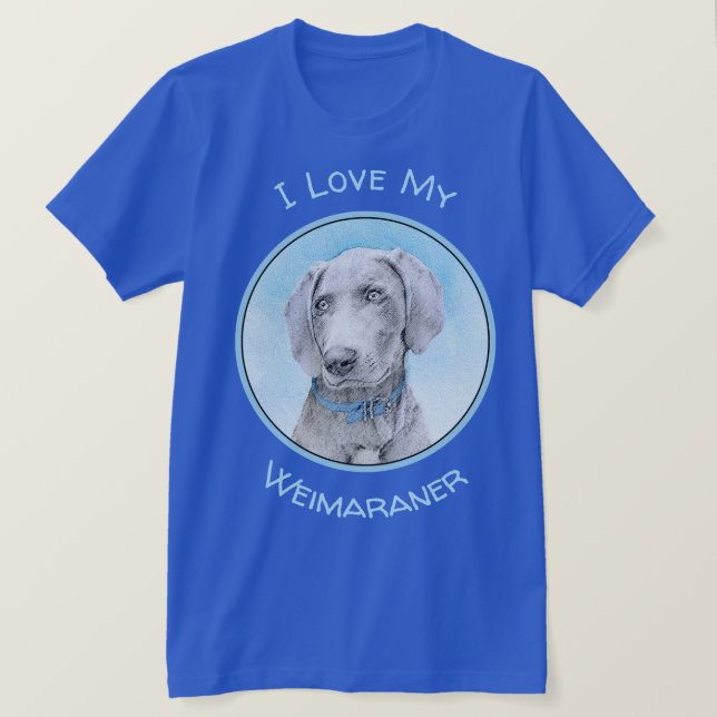 Weimaraner Malerei - Niedliche Original Hunde Kuns T-Shirt (Design vorne)