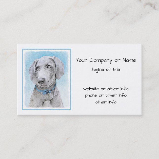 Weimaraner Malerei - Niedliche Original Hunde Kuns Visitenkarte (Vorderseite)