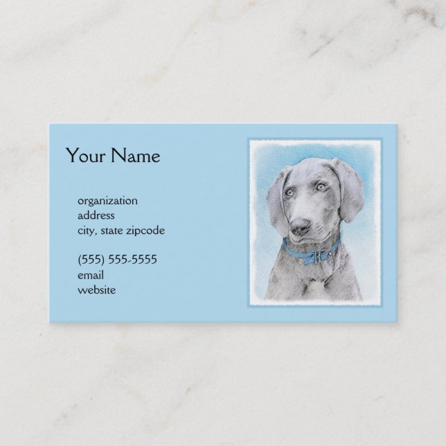 Weimaraner Malerei - Niedliche Original Hunde Kuns Visitenkarte (Vorderseite)
