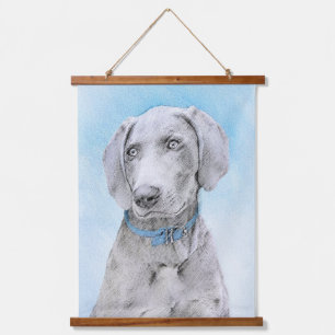 Weimaraner Malerei - Niedliche Original Hunde Kuns Wandteppich Mit Holzrahmen