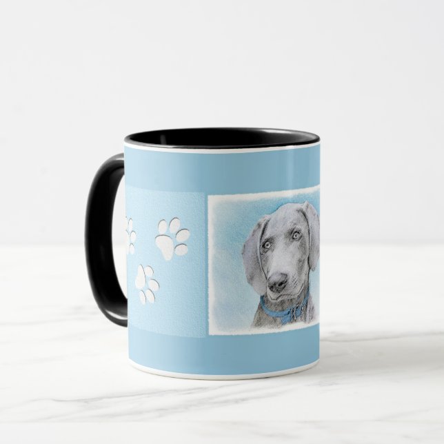Weimaraner Malerei - Niedliche Original Hundekunst Tasse (Vorderseite Links)