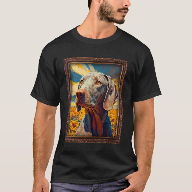 Weimaraner Malerei Sonnenblumen Blume Mama Frauen  T-Shirt (Vorderseite)