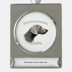 Weimaraner Mama 2 Banner-Ornament Silber