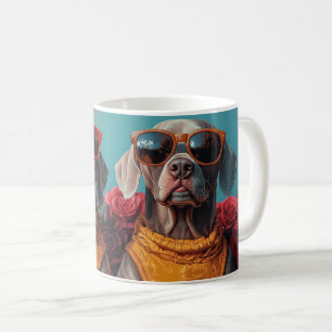 Weimaraner mit Herz Rosen Valentinstag Kaffeetasse