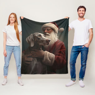 Weimaraner mit Santa Claus Festive Weihnachten Fleecedecke