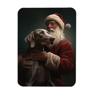 Weimaraner mit Santa Claus Festive Weihnachten Magnet