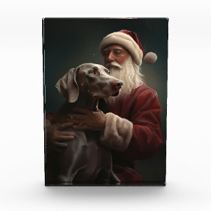 Weimaraner mit Weihnachtsmann Festive Weihnachten Fotoblock