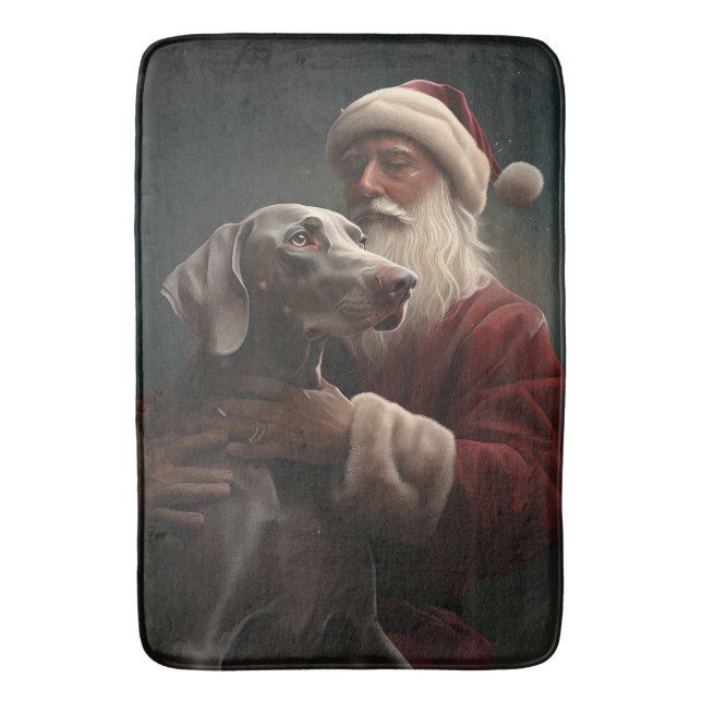 Weimaraner mit Weihnachtsmann Weihnachten Badematte (Vorderseite Vertikal)