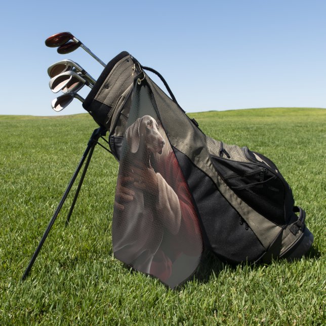 Weimaraner mit Weihnachtsmann Weihnachten Golfhandtuch (Gras)