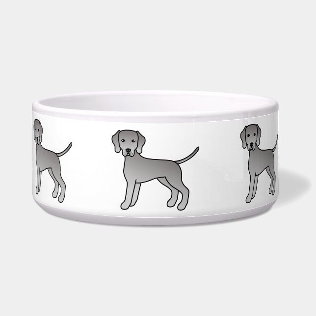 Weimaraner Niedlich Cartoon Hunde Napf (Vorderseite)