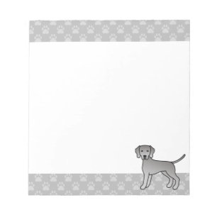 Weimaraner Niedlicher Cartoon Dog Zeichnend & grau Notizblock