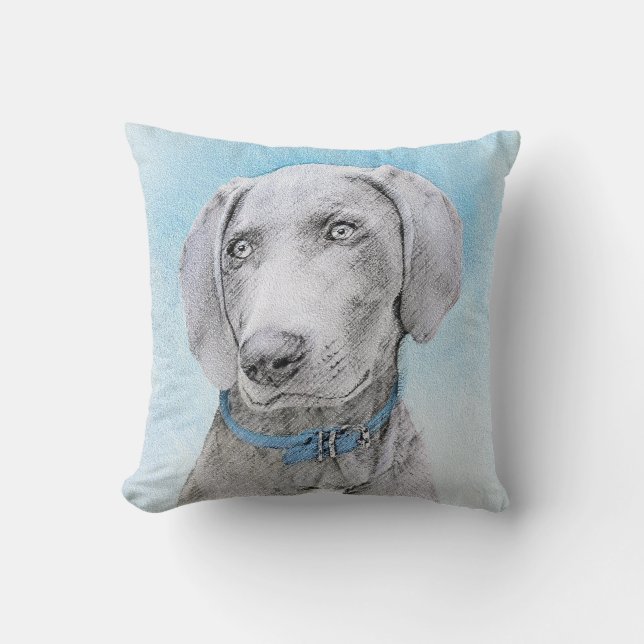Weimaraner Painting - Cute Original Dog Art Kissen (Vorderseite)