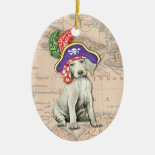 Weimaraner Pirate Keramik Ornament