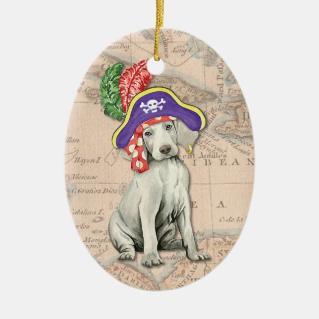 Weimaraner Pirate Keramik Ornament (Vorne)
