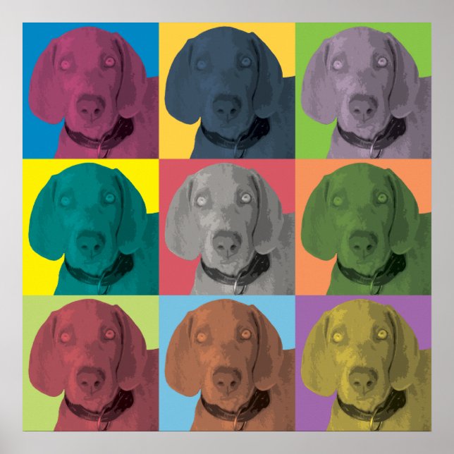 Weimaraner Pop-Art Ornament Poster (Vorne)