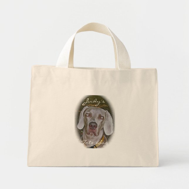 Weimaraner Portrait Tote Beutel für Personalisieru Mini Stoffbeutel (Vorne)