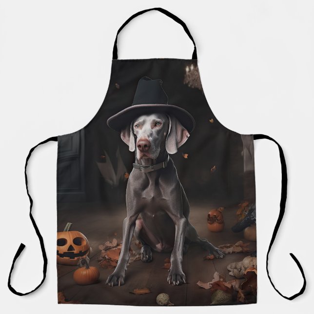 Weimaraner Pumpkins Halloween Beängstigend Schürze (Vorderseite)