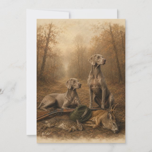 Weimaraner – Silberner Geisterjäger  Einladung (Vorderseite)