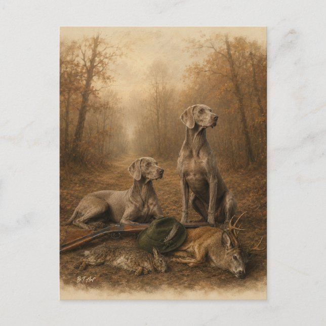 Weimaraner – Silberner Geisterjäger  Postkarte (Vorderseite)