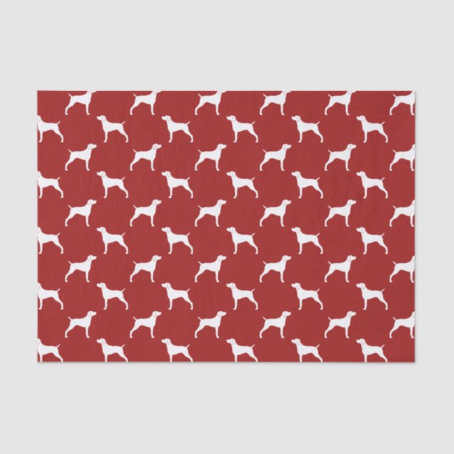 Weimaraner Silhouette-Muster-Rot Seidenpapier (Vorderseite)