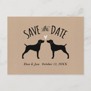 Weimaraner-Silhouetten Hochzeit speichern das Datu Ankündigungspostkarte