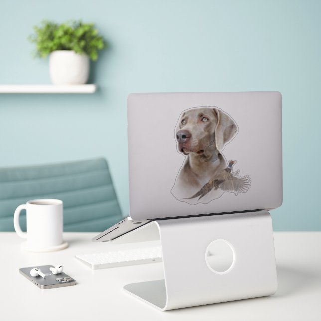 Weimaraner Sticker (Laptop auf Schreibtisch)