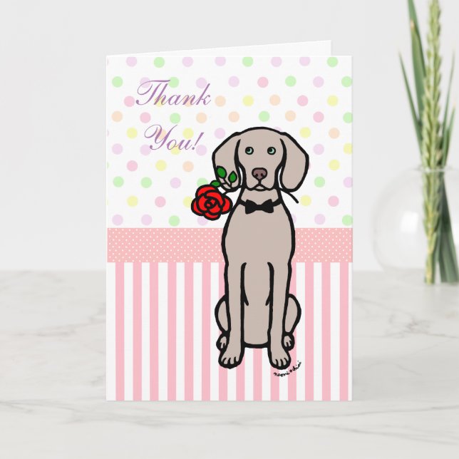 Weimaraner und Rose Dankeskarte (Vorderseite)