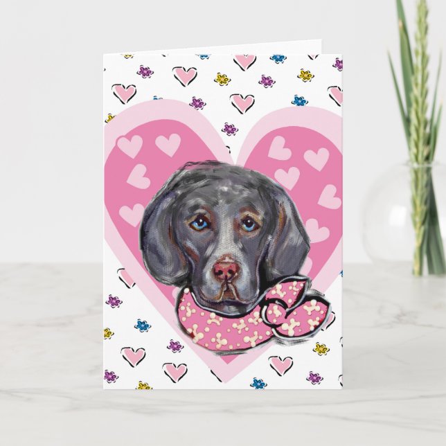Weimaraner Valentine Feiertagskarte (Vorderseite)