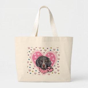 Weimaraner Valentine Jumbo Stoffbeutel