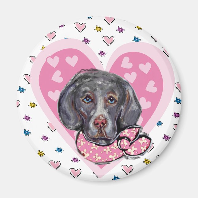 Weimaraner Valentine Magnet (Vorne)