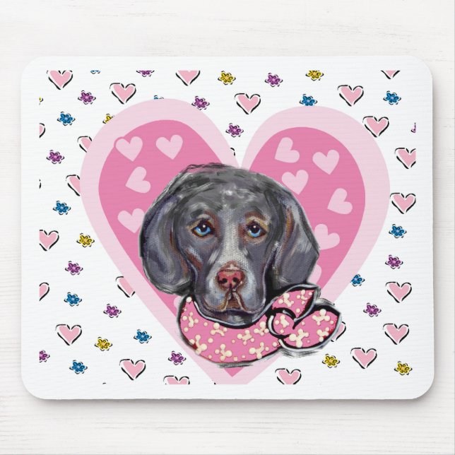 Weimaraner Valentine Mousepad (Vorne)