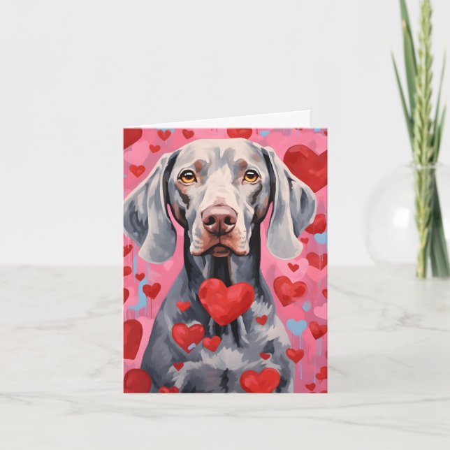 Weimaraner Valentinstag Karte (Vorderseite)