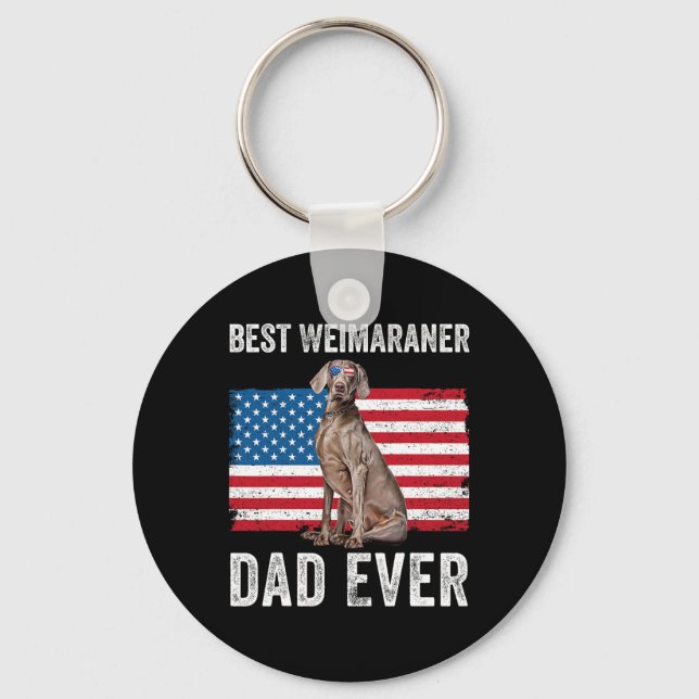 Weimaraner Vater American Flag Hund Lover Eigentüm Schlüsselanhänger (Vorderseite)