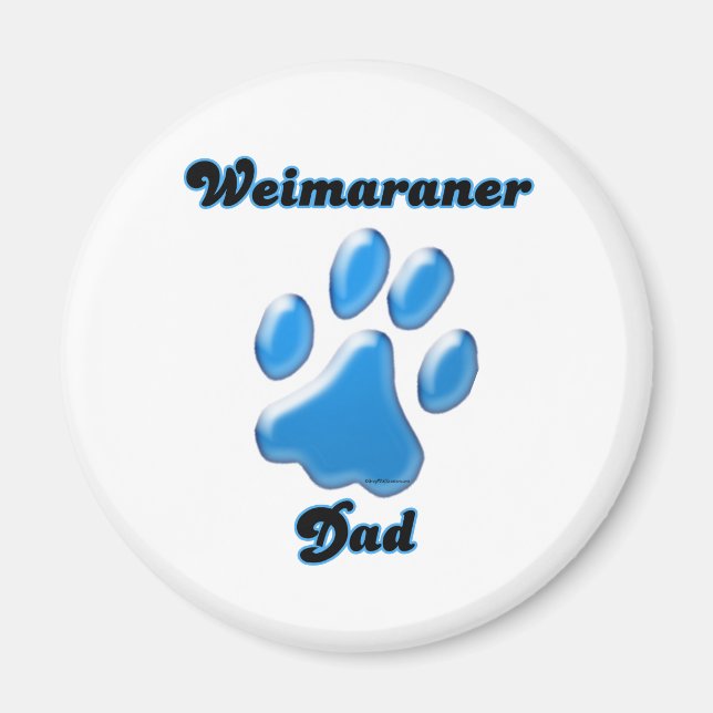 Weimaraner Vater blauer Pawprint - Magnet (Vorne)