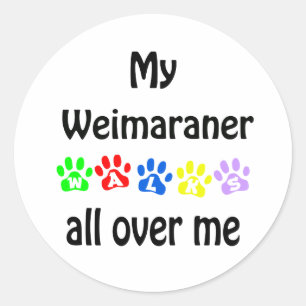 Weimaraner Walks Design Runder Aufkleber