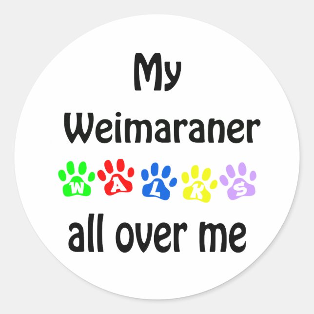 Weimaraner Walks Design Runder Aufkleber (Vorderseite)