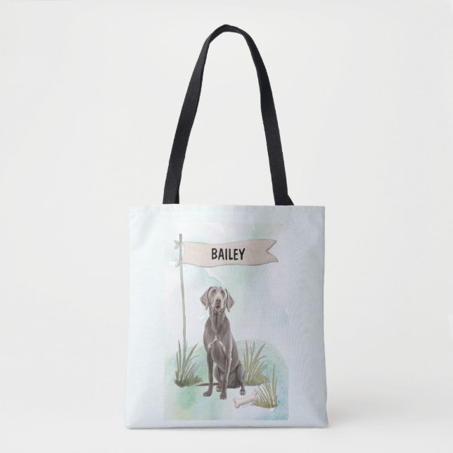 Weimaraner Watercolor Personalized Dog Tasche (Vorderseite)