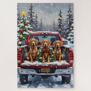 Weimaraner Weihnachten Rotes Lastwagen Ferien
