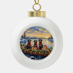 Weimaraner Weihnachtsboot-Feiertag Keramik Kugel-Ornament