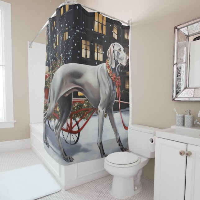 Weimaraner Weihnachtsfeiertage Duschvorhang (Beispiel)