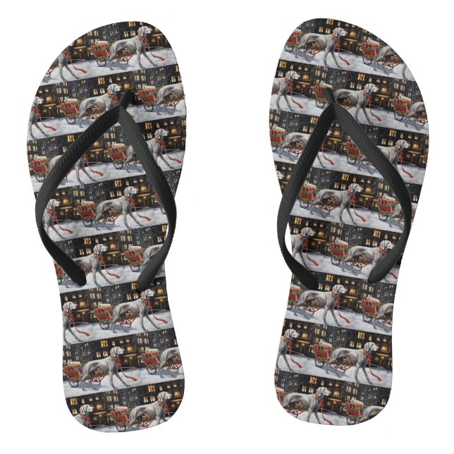 Weimaraner Weihnachtsfeiertage Flip Flops (Fußbett)