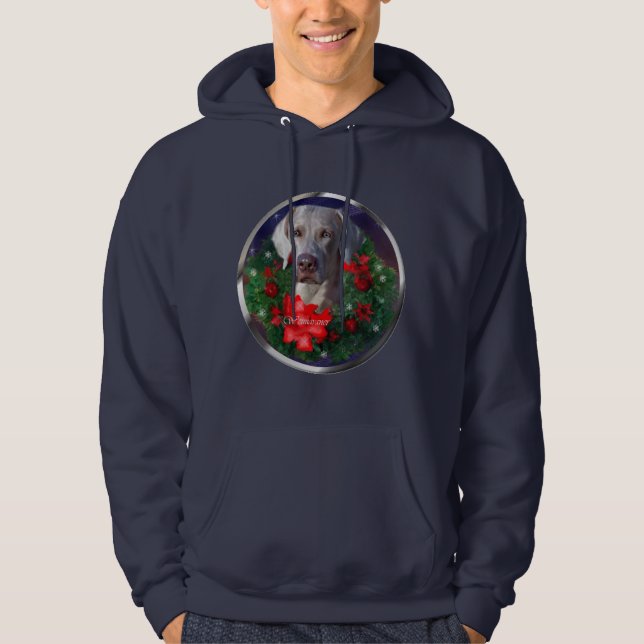 Weimaraner Weihnachtsgeschenke Hoodie (Vorderseite)