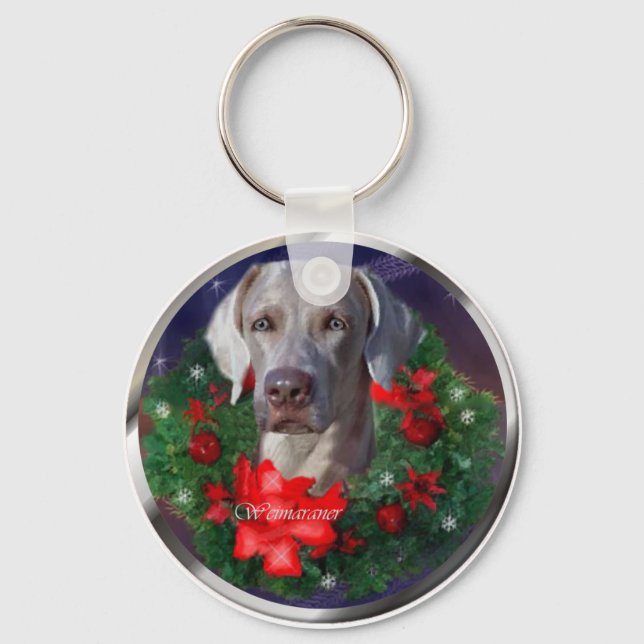 Weimaraner Weihnachtsgeschenke Schlüsselanhänger (Vorderseite)