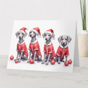 Weimaraner Weihnachtskleid Santa Hut Karte
