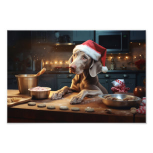 Weimaraner Weihnachtskost Feiertag Fotodruck