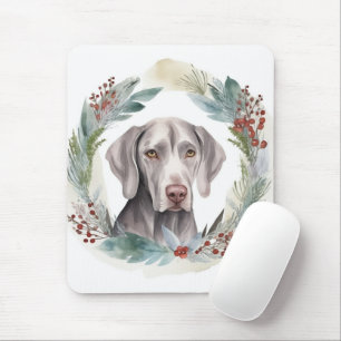 Weimaraner Weihnachtskranz Festlicher Hund Mousepad