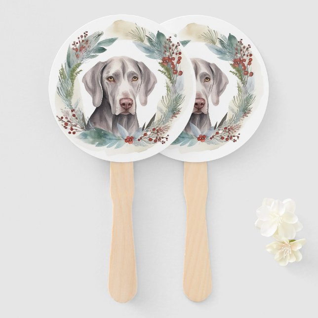 Weimaraner Weihnachtskraut Festliche Jungfrau Fächer (Vorne und Hinten)